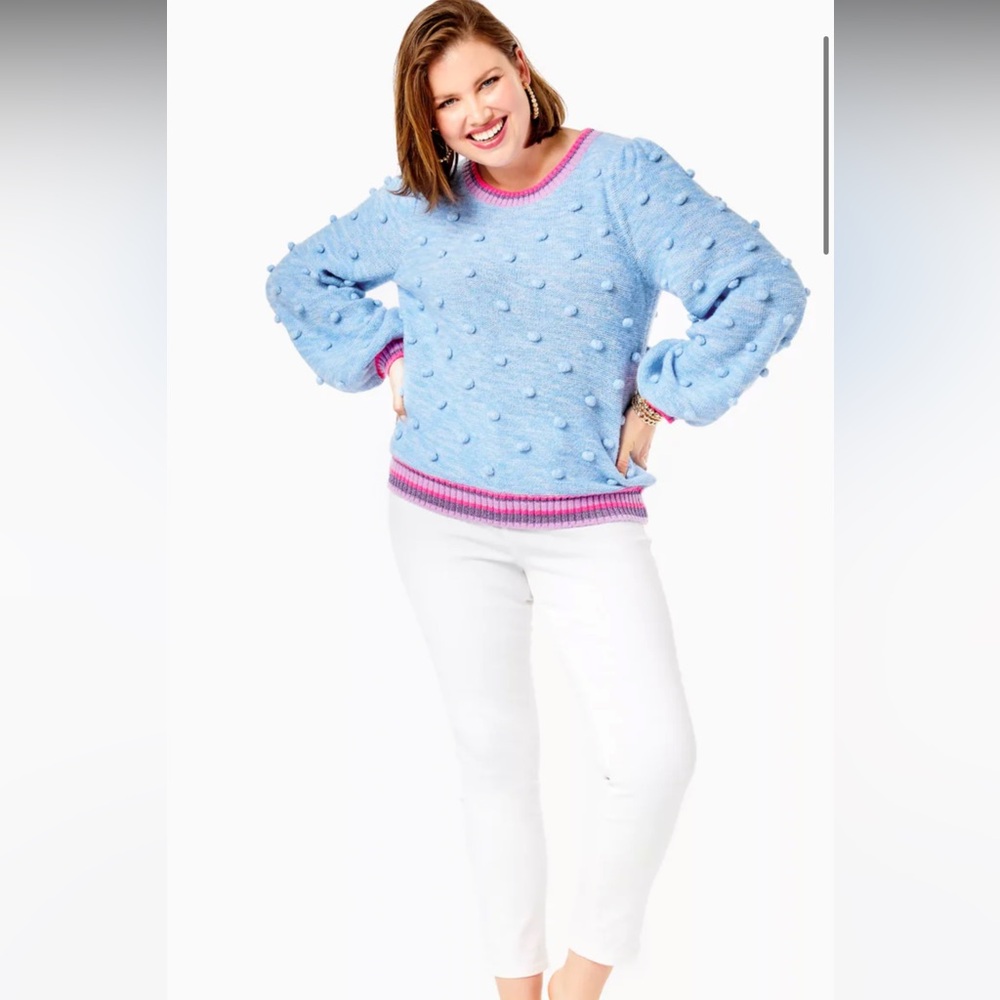 Lilly Pulitzer Verna Textured Blue and Pink Crew Neck Sweater - Picture 6 of 9